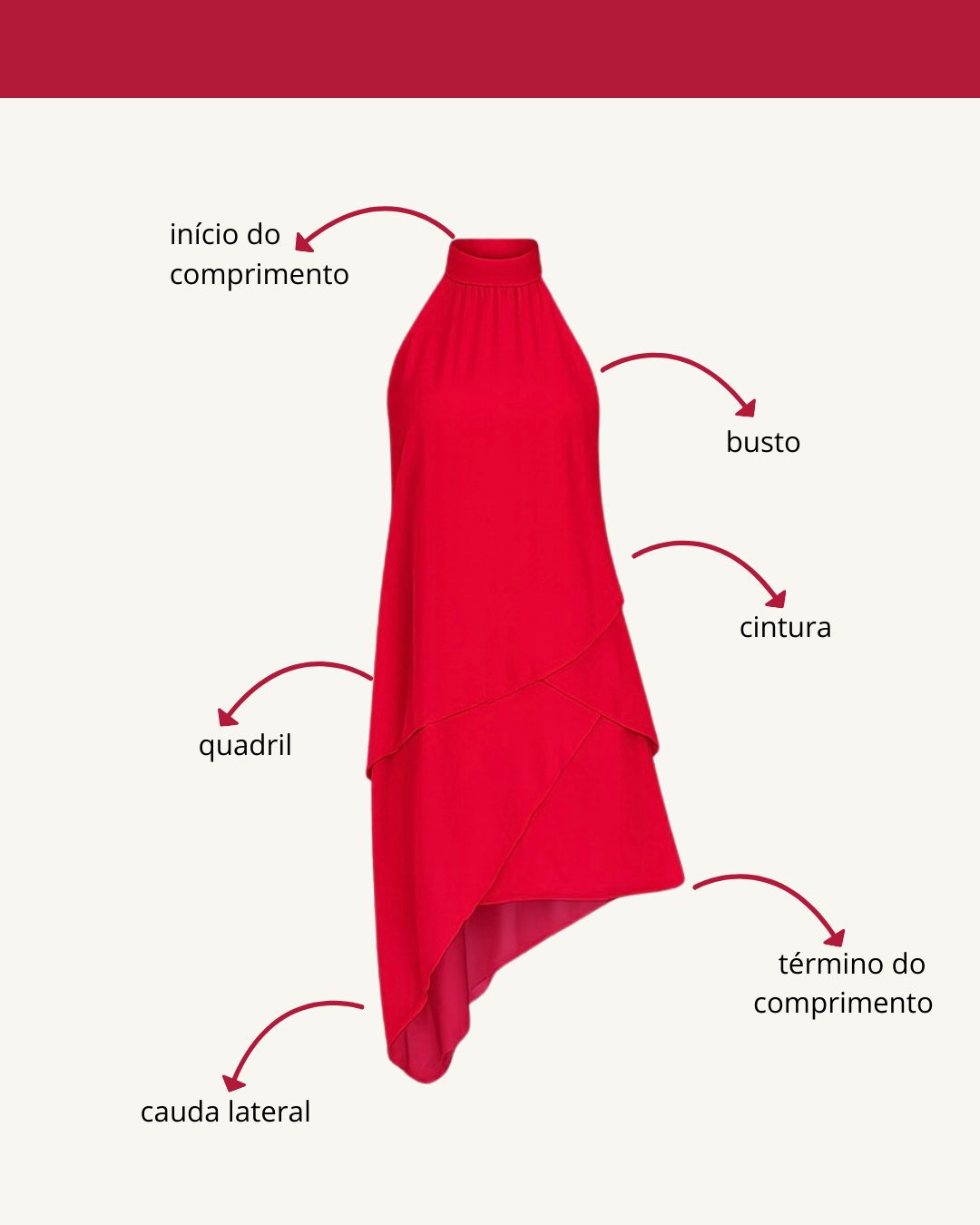 Tabela de medidas do produto