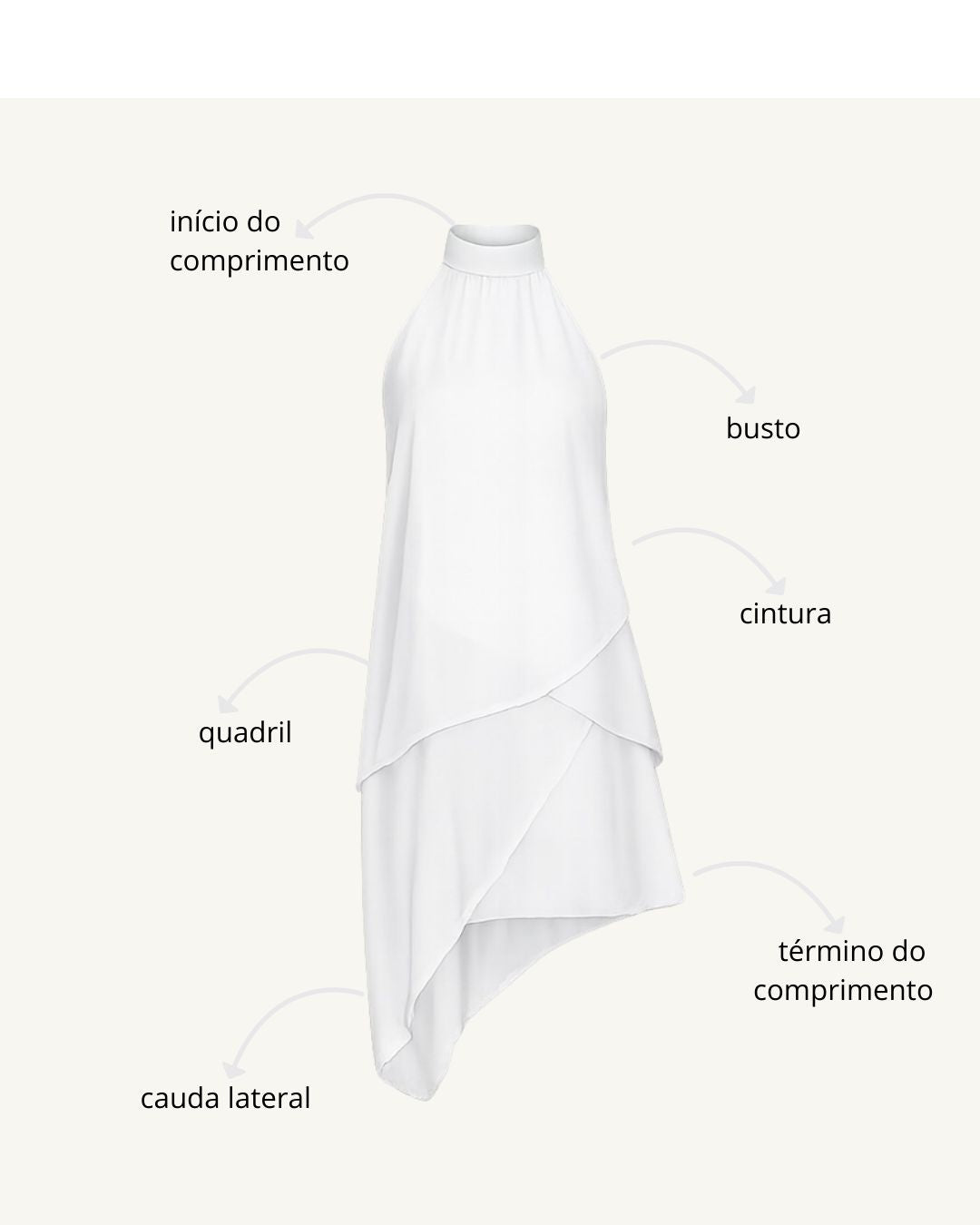 Tabela de medidas do produto